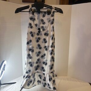 Solitaire Swim White/Black Pineapples Side Ties Cover Up Swim Dress Size Small